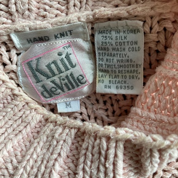 Vintage Knit DeVille Hand Knit Size M Pink Sweater Vest - Picture 4 of 8